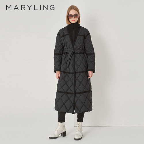 MARYLING毛织拼接高领羽绒服