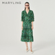 印花塔塔连衣裙A1EBW63700 MARYLING玛俪琳春季 紫荆花变奏曲
