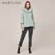 MARYLING玛俪琳2022冬季 浅灰绿獭兔毛皮草狐狸毛领外套A1BHW9F040
