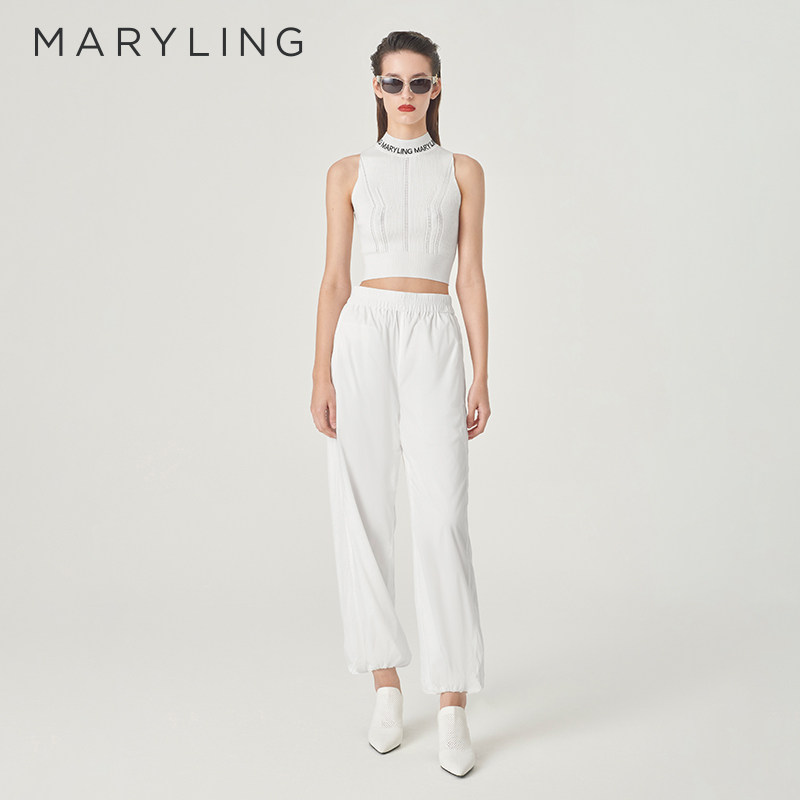 MARYLING玛俪琳春季新品白色高领针织背心A1EBW0765