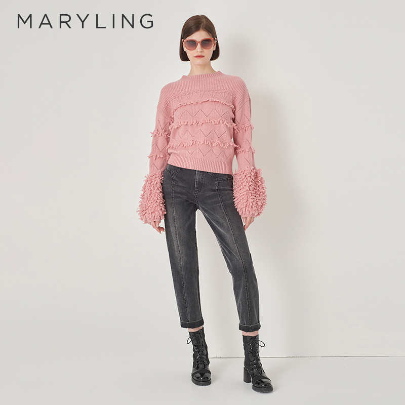 MARYLING樱花粉针织套头衫