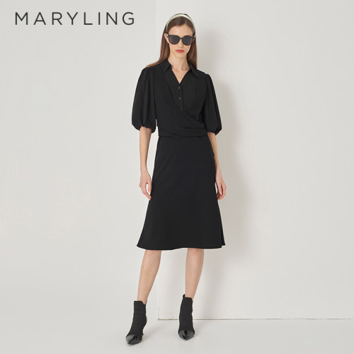 MARYLING衬衣V领连衣裙