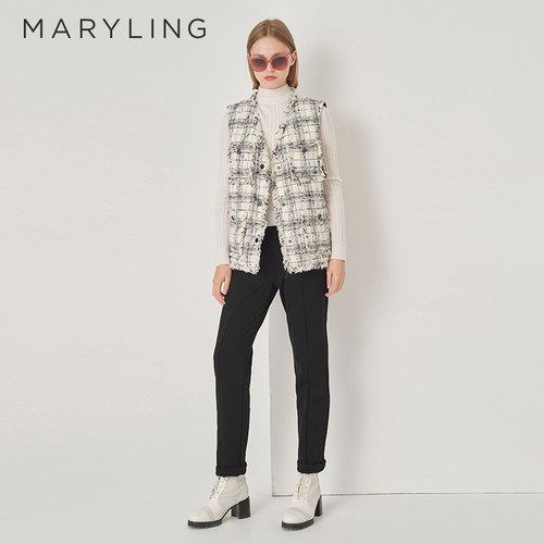 MARYLING黑色直筒长裤