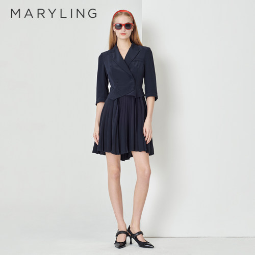 MARYLING深蓝西装连衣裙