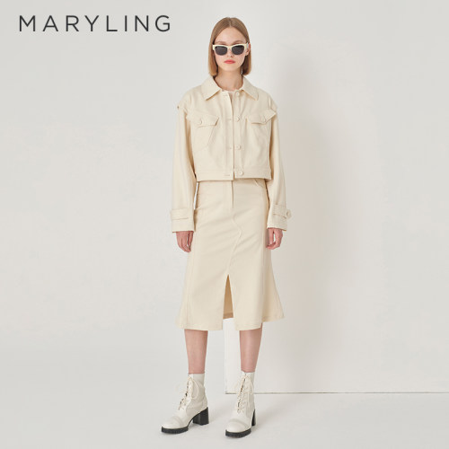 MARYLING米白色小鱼尾半身裙