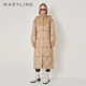 拼接毛织羽绒服 驼色长款 A1DIW98080 新品 MARYLING玛俪琳冬季