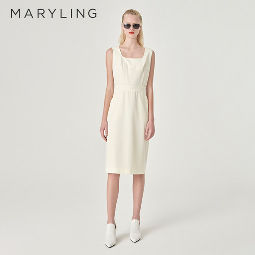MARYLING大U领无袖连衣裙