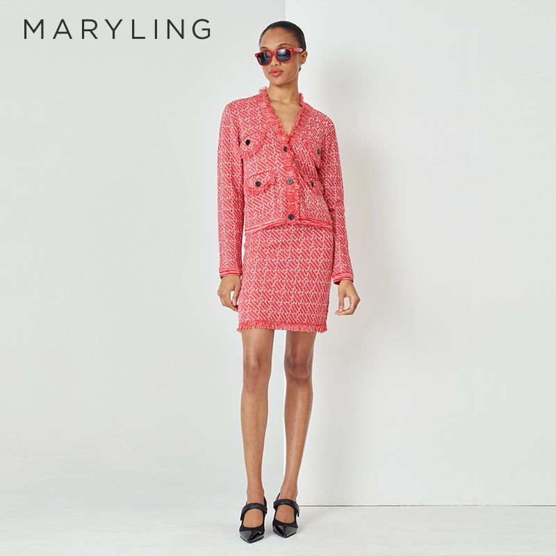 格纹针织开衫MARYLING