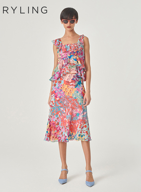 【夏日花海】MARYLING玛俪琳夏新品鱼尾印花半身裙A1EDW72600