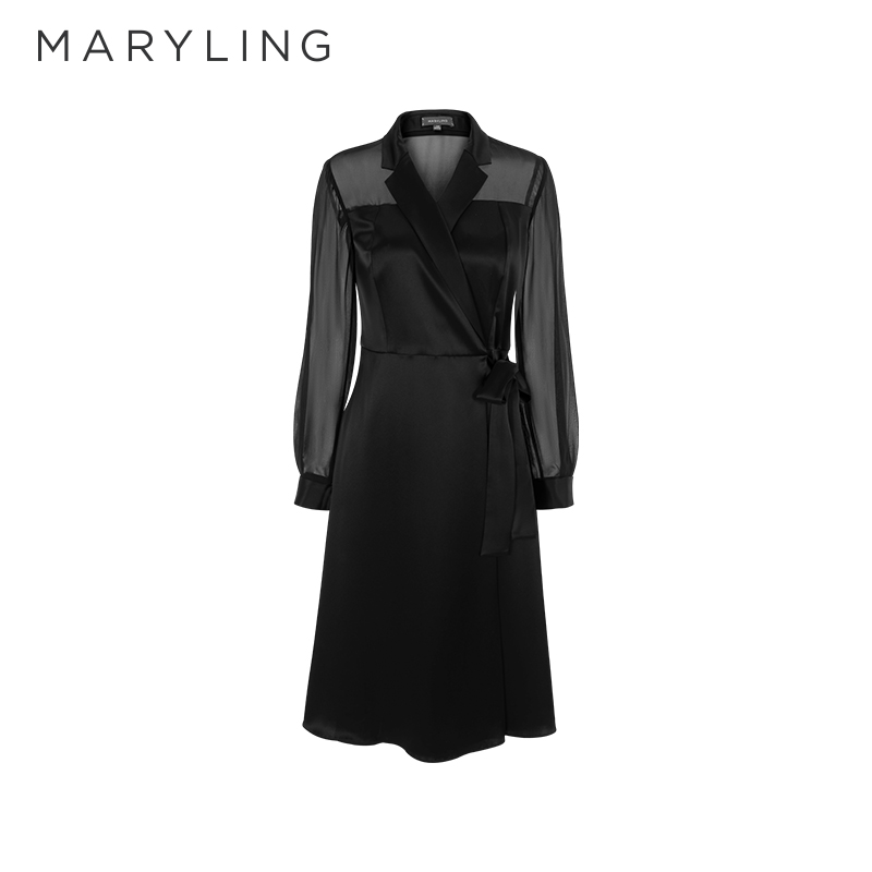 MARYLING收腰A型西装领连衣裙