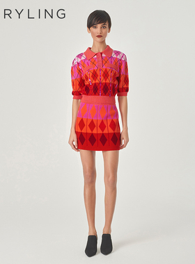 MARYLING玛俪琳24初春新品【菱形格纹之舞】针织套头衫A1EAW03050