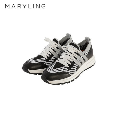 玛俪琳2022夏季黑白针织运动鞋