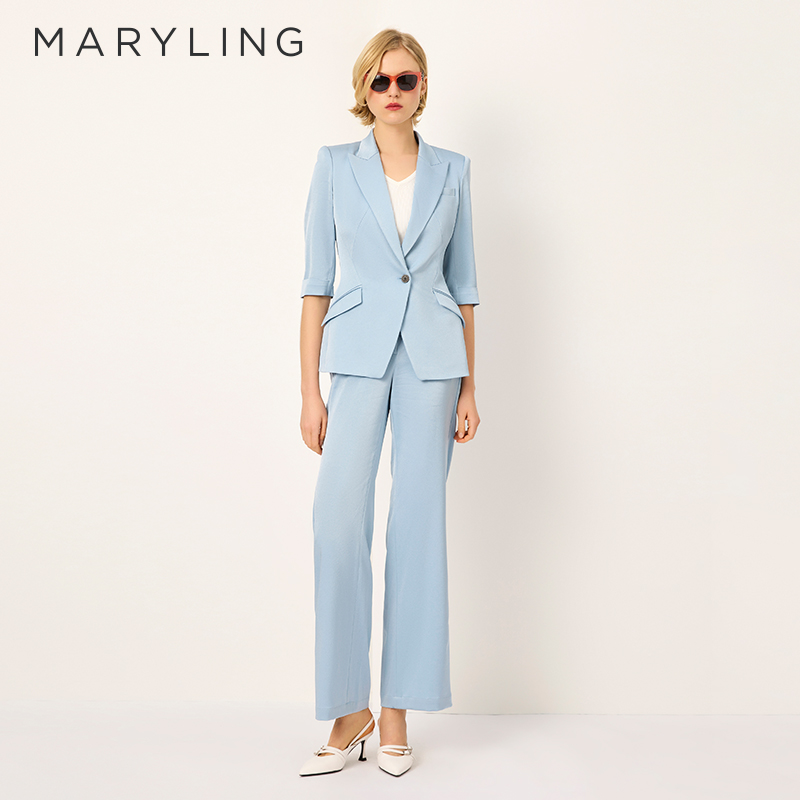 MARYLING单扣醋酸七分袖西装