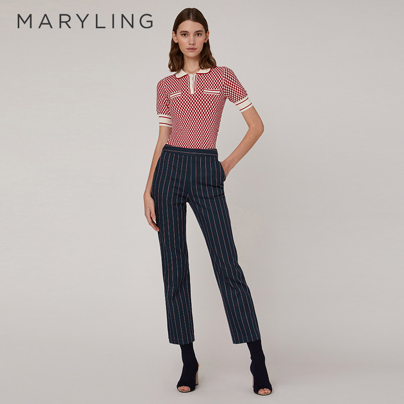 玛俪琳粘纤纽扣翻领套头