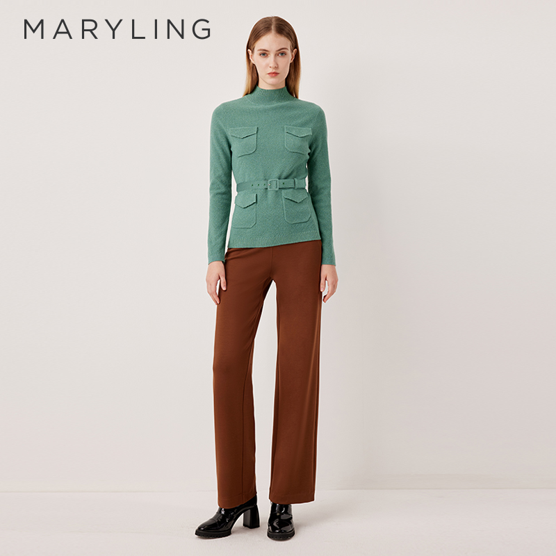 MARYLING玛俪琳2025秋季新品清新艺术莫奈绿针织套头衫A1FGW01180