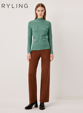 MARYLING玛俪琳2025秋季新品清新艺术莫奈绿针织套头衫A1FGW01180