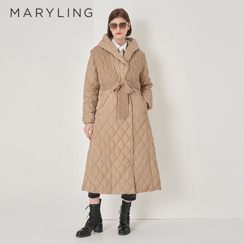 MARYLING驼色连帽羽绒外套