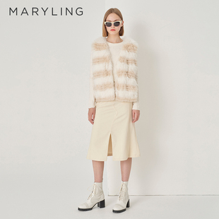 MARYLING玛俪琳秋季 白色狐狸毛皮草马甲A1DGW9F050 新品