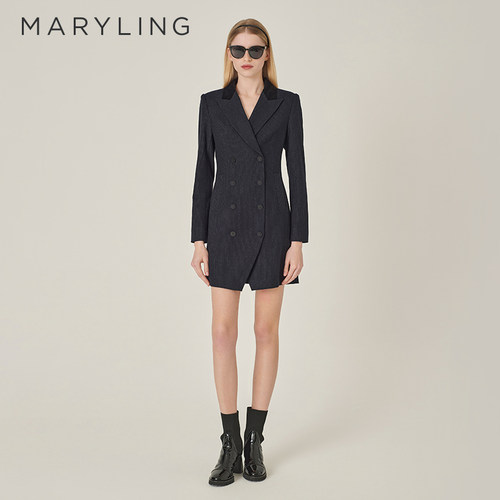 MARYLING蓝底白条西装群