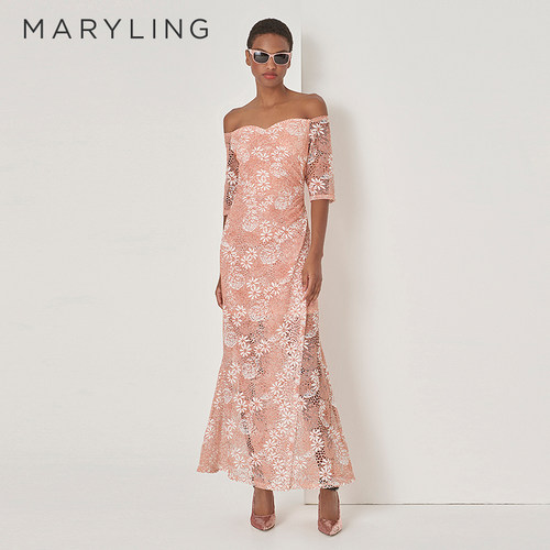 MARYLING一字领鱼尾礼服裙