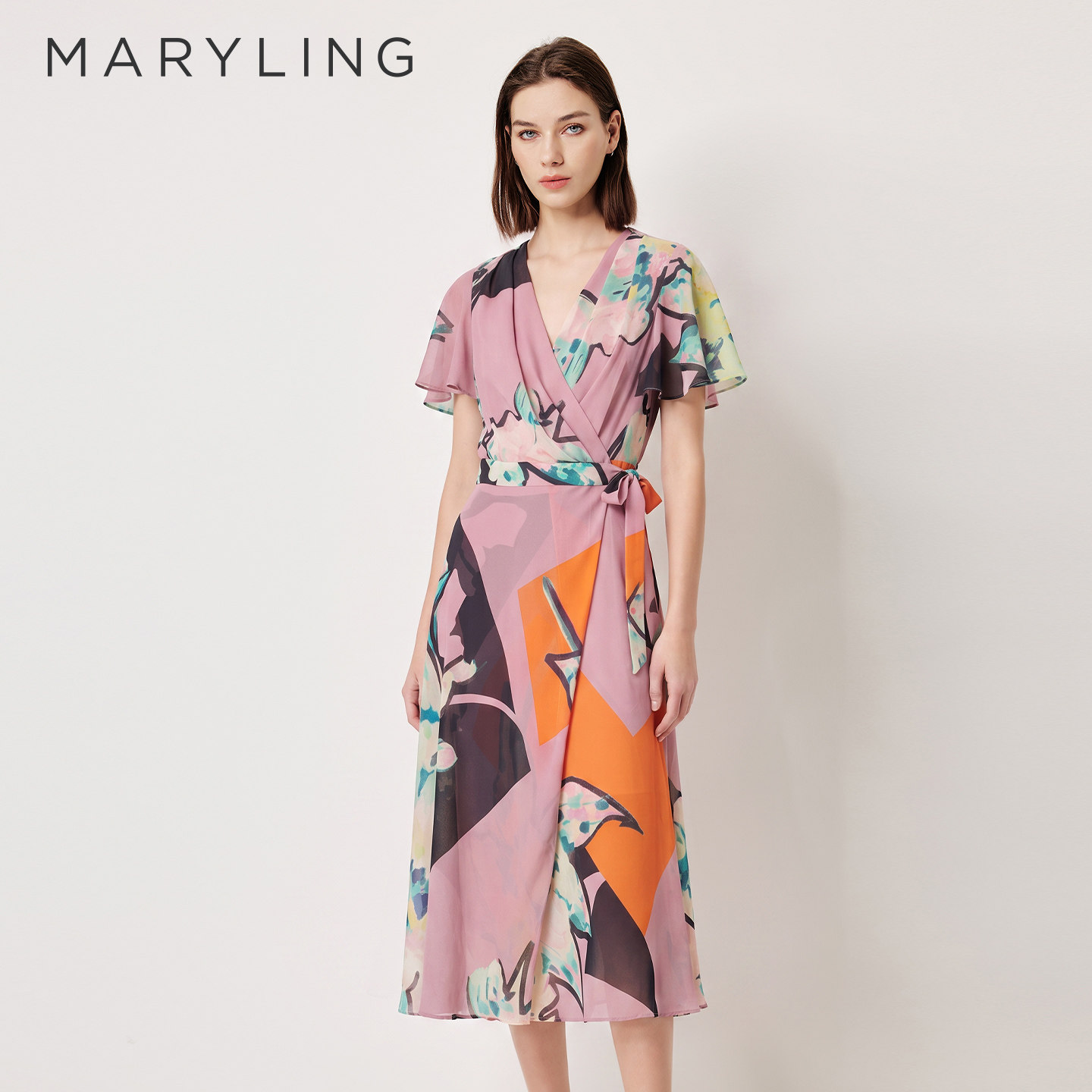 【浪漫蔷薇花】MARYLING玛俪琳春夏新品鱼尾印花连衣裙A1EBW63190