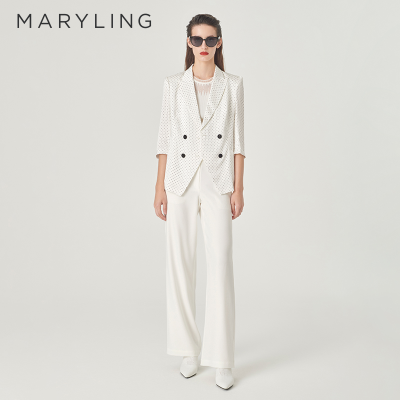 MARYLING白底黑波点西装外套