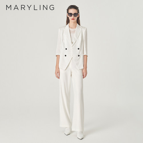 MARYLING白底黑波点西装外套