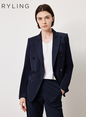 MARYLING玛俪琳2026春夏新品午夜蓝戗驳领双排扣西装A1GAW10140