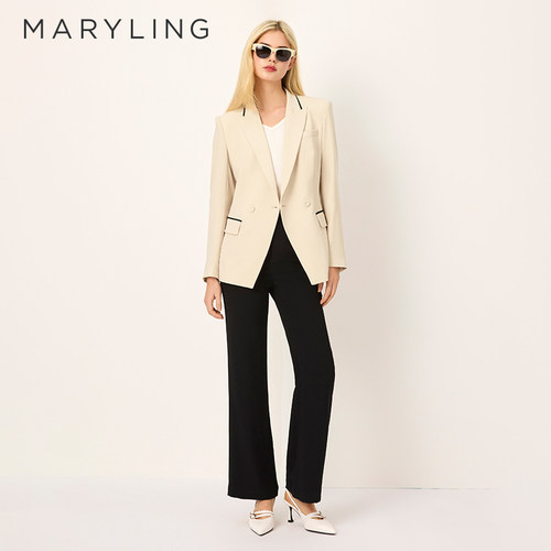 MARYLING杏色戗驳领西装外套