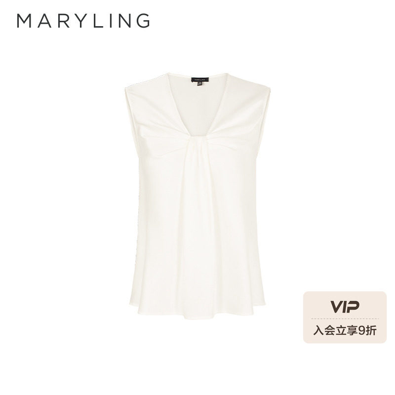 MARYLING玛俪琳2025初夏新品法式V领修身无袖背心上衣A