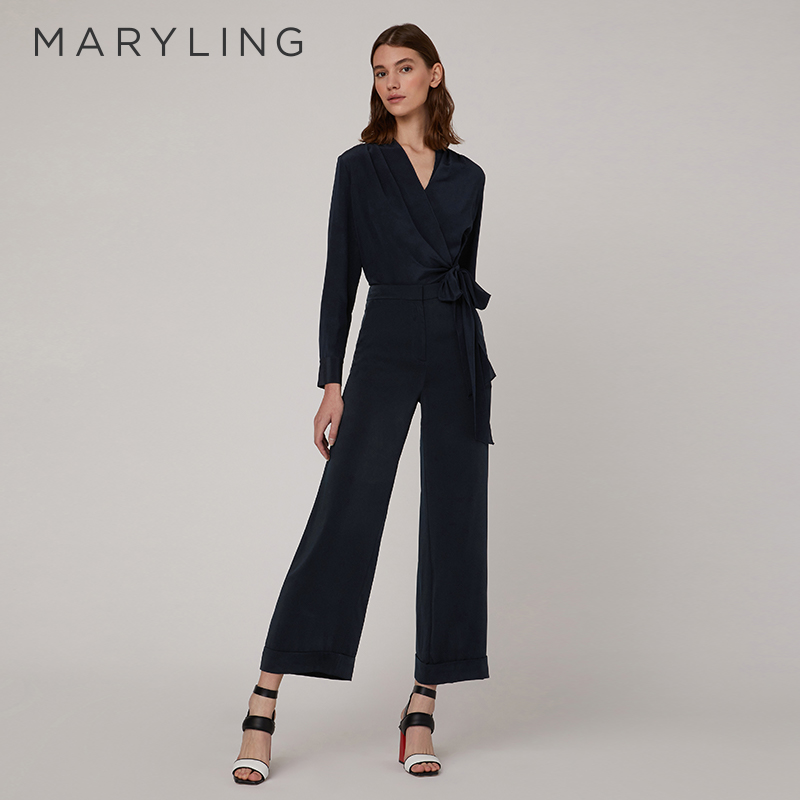 MARYLING真丝长袖蝴蝶结上衣