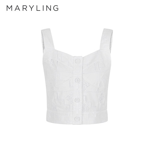 MARYLING白色吊带上衣