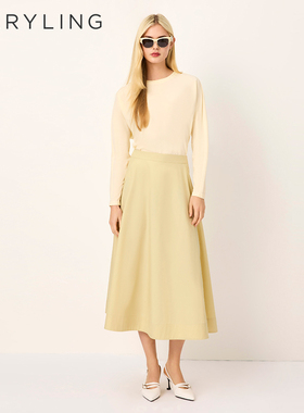 MARYLING玛俪琳2025春季新品杏色分割线装饰半身裙A1FCW72290