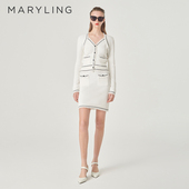 A1EAW08040 V领撞色流苏细节针织开衫 MARYLING玛俪琳秋季 新品