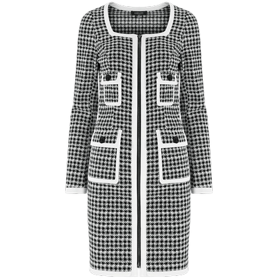 MARYLING黑白千鸟格撞色边连衣裙