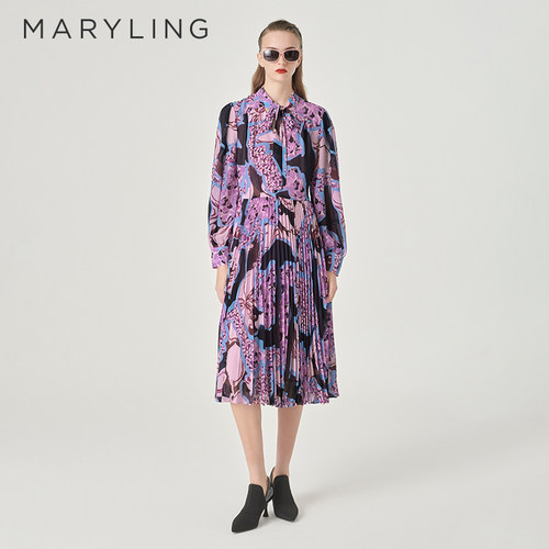 MARYLINGV领印花连衣裙