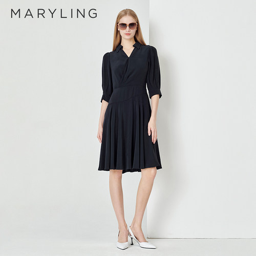 MARYLINGV领中袖连衣裙