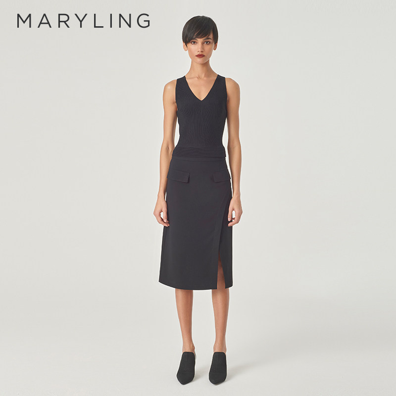 MARYLING玛俪琳初春新品v领打底针织背心A1EAW0754