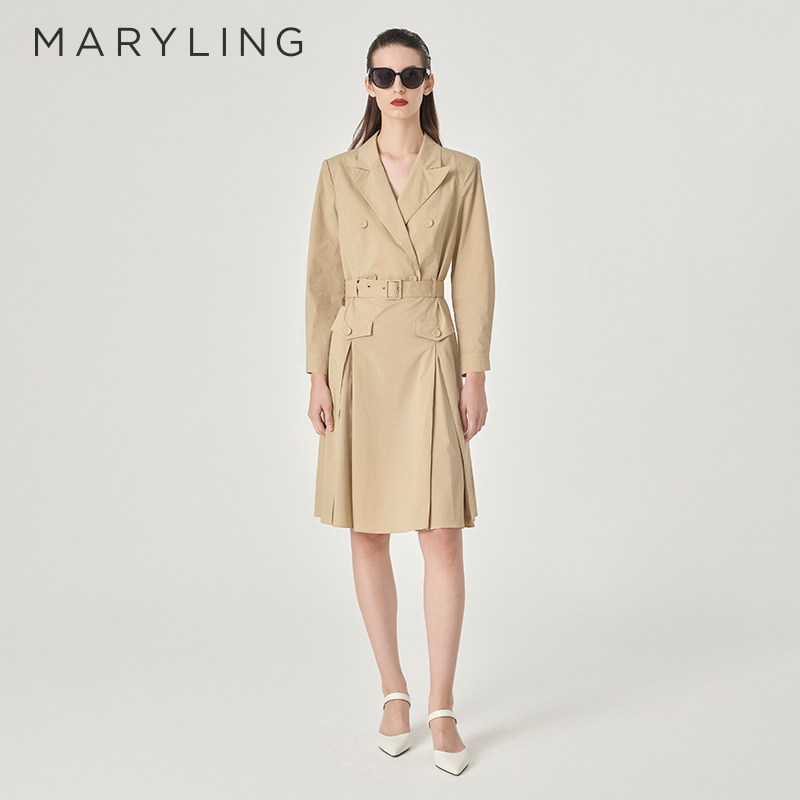 MARYLING玛俪琳秋季新品沙色翻尖领腰带装饰连衣裙A1EBW63260,女装/女士精品,连衣裙,淘宝优惠券,粉丝福利购,淘宝优惠卷