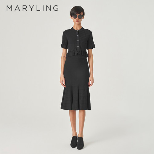 MARYLING荷叶边针织开衫