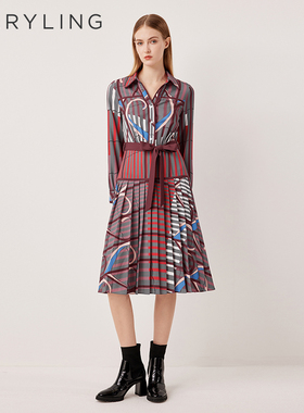 MARYLING玛俪琳2025秋季新品艺术感衬衫式长款连衣裙A1FGW61410