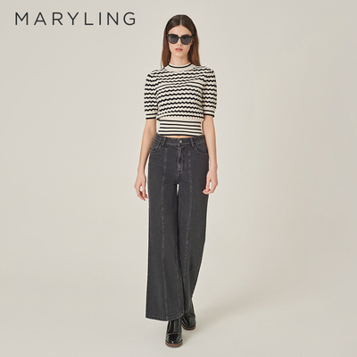 MARYLING短袖小圆领针织套头衫