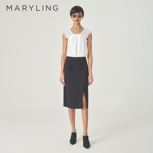 MARYLING玛俪琳春季 白色LACE宽肩带醋纤背心A1EBW26270 新品