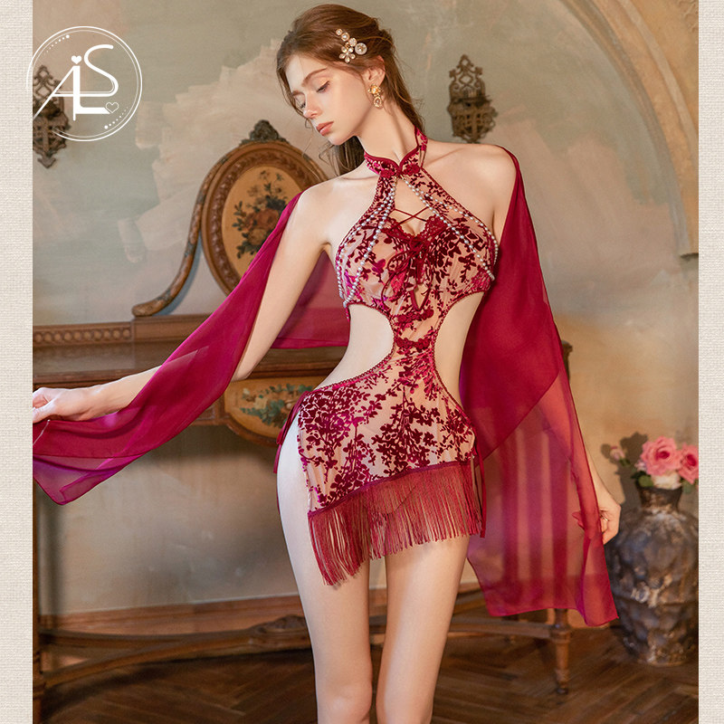 瑷绫说性感睡衣高级御姐风旗袍制服诱惑蕾丝独特绝美纯欲睡裙套装