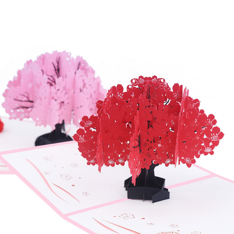 供应3d立体贺卡木棉花情人节卡片纸雕花类感谢卡片