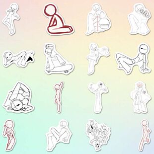 330张火柴人柴体动作练习贴纸美术生oc人体动态绘画参考diy笔记本