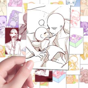 240张人体结构oc双人绘画模板贴纸手绘漫画板绘素材diy笔记本贴画