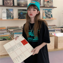 Real shooting academy style short sleeve women's summer Korean fashion loose student versatile medium and long top fashion