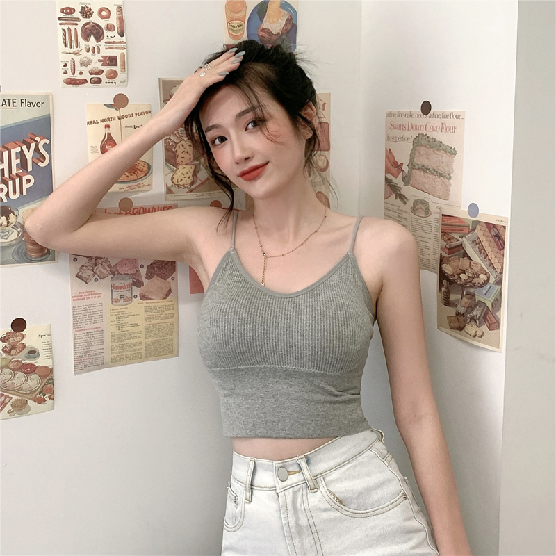 實拍夏季韓版美背內衣女無鋼圈吊帶抹胸裹胸運動背心網紅