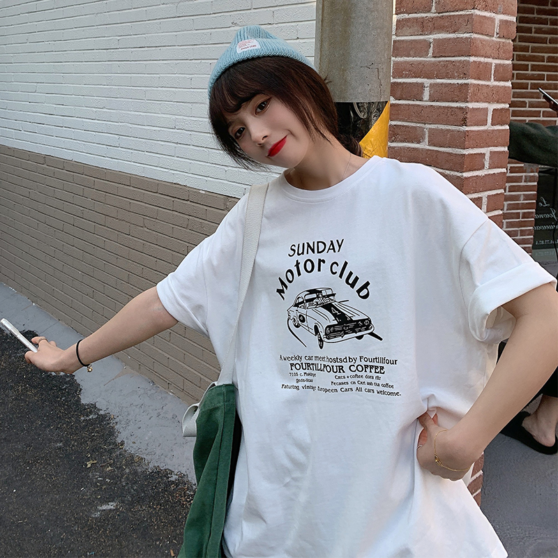 Real shooting academy style spring Korean fashion loose short sleeve t-shirt female students versatile round neck top trend